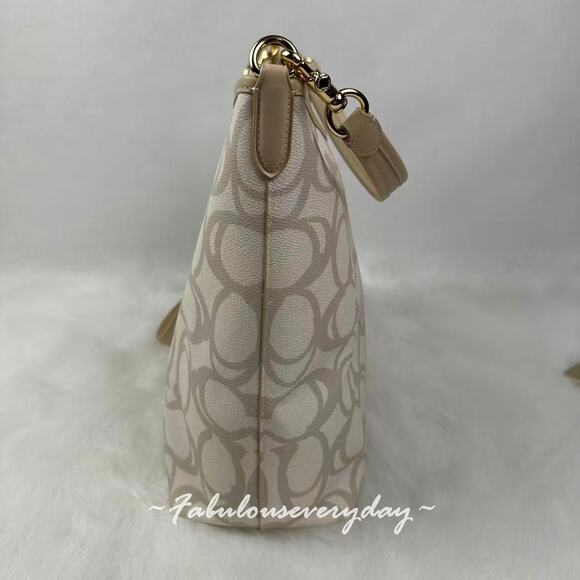 Coach Laurel Large Shoulder Bag In Sketch Signature Canvas CBH88 Gold/Ivory NWT - Picture 5 of 11